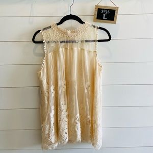 XHILARATION | TARGET | Ivory High-Neck Lace Tank